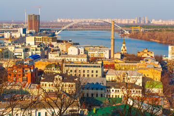 Fototapeta premium Panoramic View of Podil District and Kontraktova Square in Kyiv, Ukraine