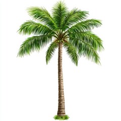 Fototapeta premium Lush Tropical Palm Tree with Vibrant Green Leaves Against a Clean Background