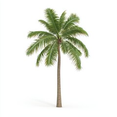 Vibrant Coconut Palm Tree Isolated on Bright Background for Tropical Nature Concept