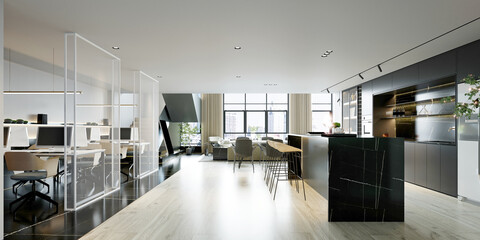 3d render of modern living room