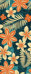 Hawaiian flowers. Oil painting. Pattern for printing on wall decorations, covers, leaflets, business cards