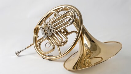 French Horn on White Background