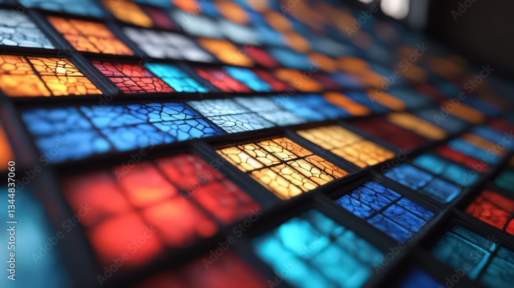 Poster multicolored square tile pattern: abstract geometric design