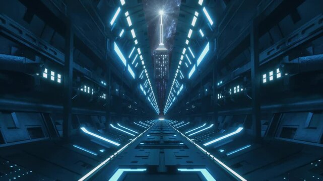 Babel Tower Sci-Fi Loop - Futuristic Time Tunnel &ndash; Fantasy Tech Background