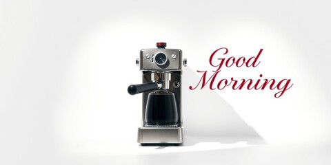 A metallic espresso maker, isolated on a white background