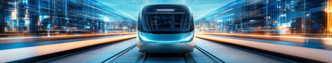 Obraz premium Modern transit system enhances urban mobility in smart city setting