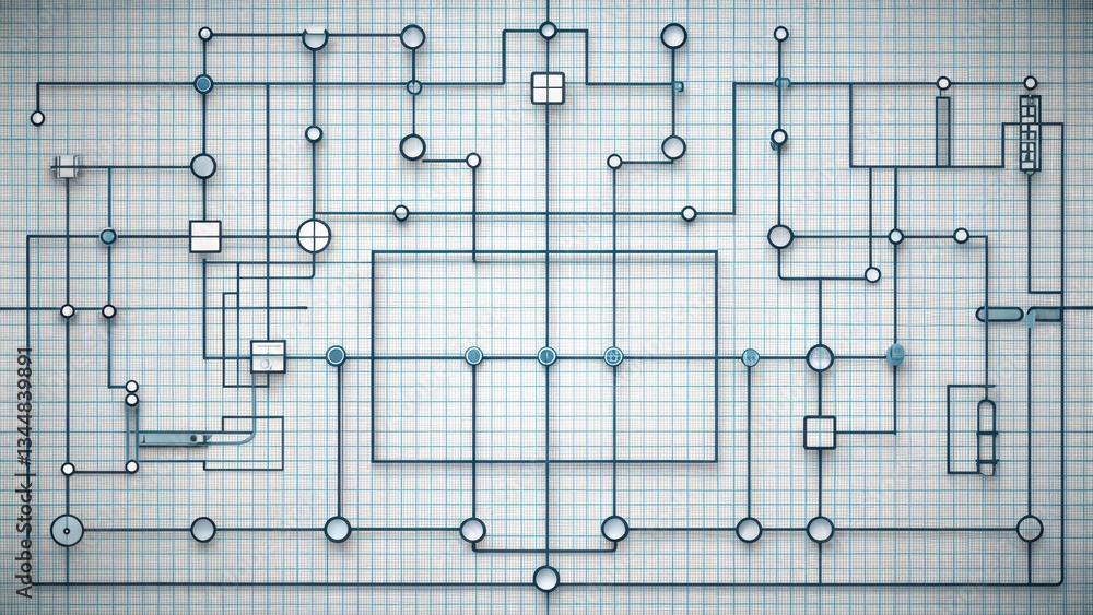 Poster abstract circuit diagram on grid background