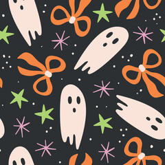 Bow Ghost Pattern Halloween Ghost Background