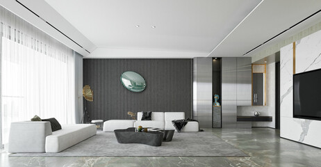 3d render of modern living room © murattellioglu