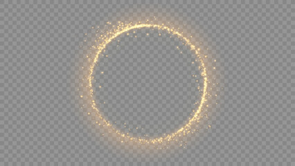 Golden Magic Circle with Sparkles on Transparent Background – Vector Illustration