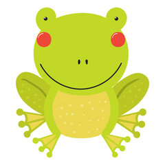 Cute cartoon frog character illustration. Hand drawn Scandinavian style flat design, isolated vector. Wild animal, forest wildlife, woodland creature. Kids clip art, print element, banner, poster