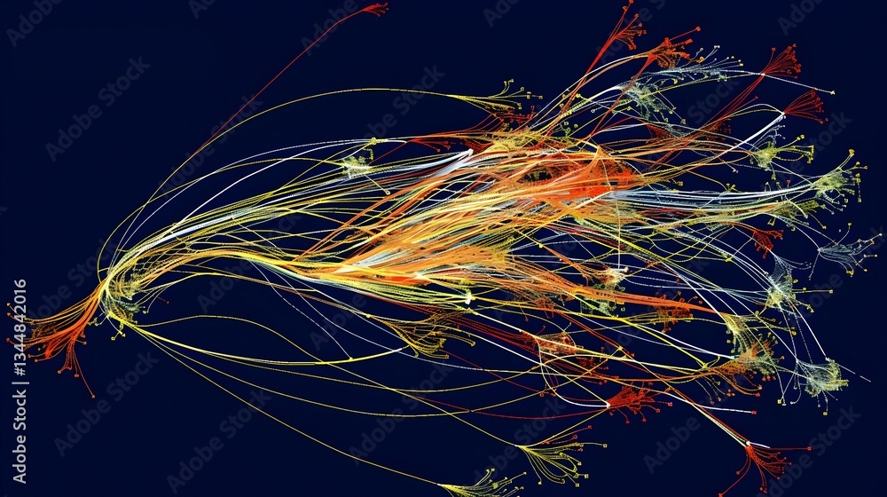 Poster abstract artwork featuring vibrant, interwoven lines and branches, creating a dynamic and intricate 