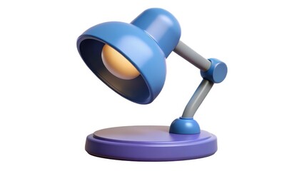 Blue Desk Lamp, 3D Render, Isolated on White