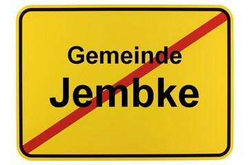 Illustration eines Ortsschildes der Gemeinde Jembke in Niedersachsen