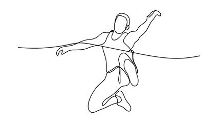 Fototapeta premium Singleline Drawing of a Long Jump Athlete in Action