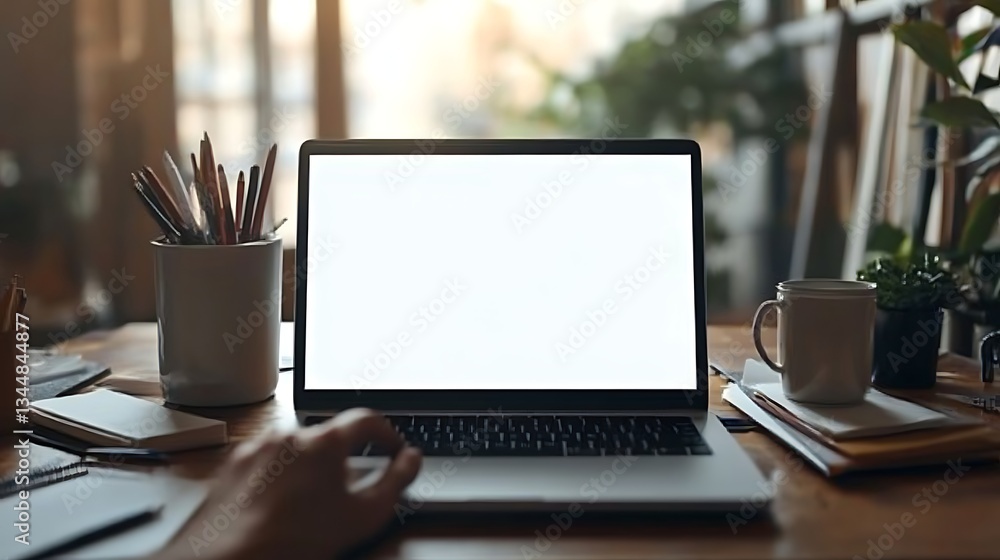 Poster typing on laptop in dimly lit room, hands typing on a laptop keyboard in a dimly lit room with bokeh