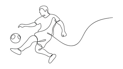 Oneline Soccer Player Dribbling Ball Dynamic Action Minimalist Art