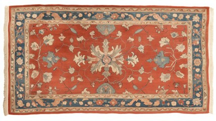 Obraz premium Detailed Red and Blue Floral Rug with Vintage Design