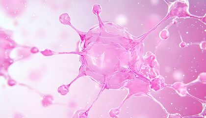 Abstract pink liquid splash forming intricate, bio-like structure