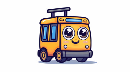 Adorable cartoon bus with large eyes and a happy expression