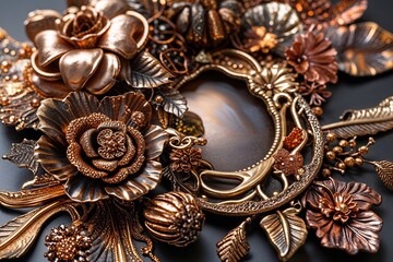 Fototapeta premium Intricate Bronze Metal Palette with Shimmering Textures and Rich Design
