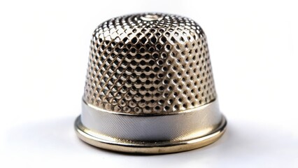 Metallic Thimble on White Background