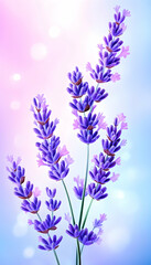 Naklejka premium Delicate purple lavender blossoms against a soft, pastel background