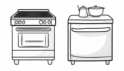 Electric stove and dishwasher illustration