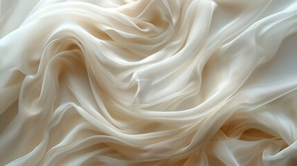 Fototapeta premium Elegant draped chiffon fabric soft ivory luxurious branding space with negative space