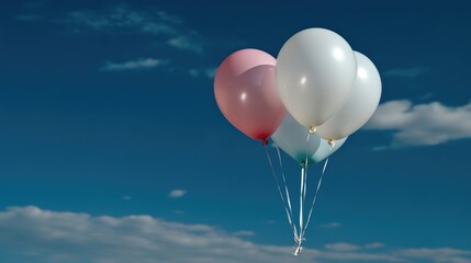 Three balloons against a vibrant sky