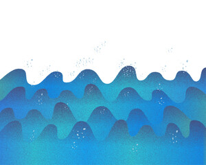 青い波　ノイズグラデーションの海のイラスト素材