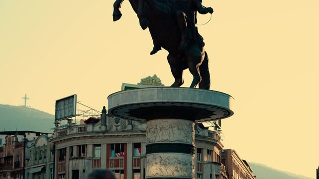 Skopje, North Macedonia City Centre, European Urban Setting with Vodno Mountain