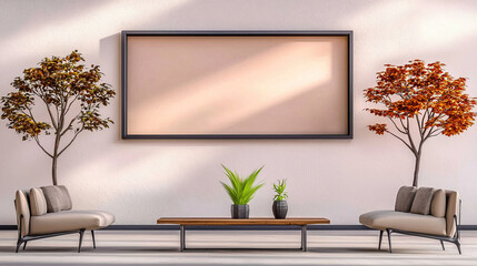 Minimalist waiting area with plants