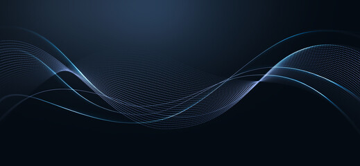 Mesmerizing Flow of Blue Waves Illuminating the Infinite Darkness with a Serene and Futuristic Elegance in the Vast Universe