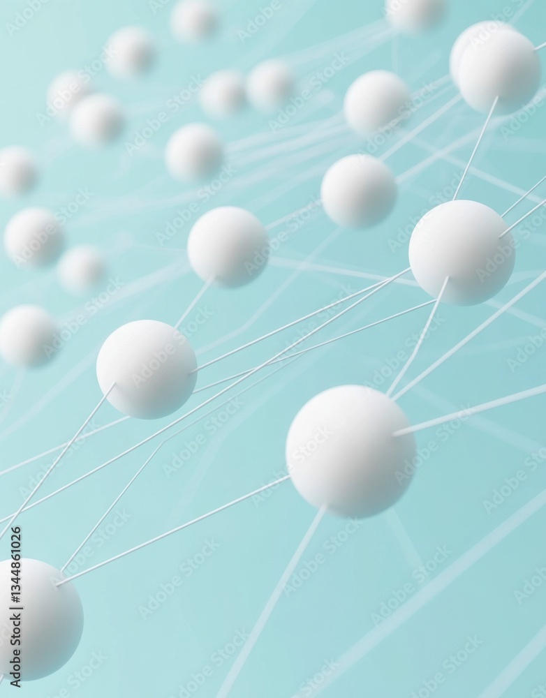 Poster a network of interconnected nodes and lines representing digital connections, with white squares on 