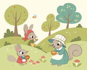 Fototapeta premium rabbits in the forest