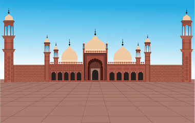 badshahi masjid vecter Mosque and Minar Illustration