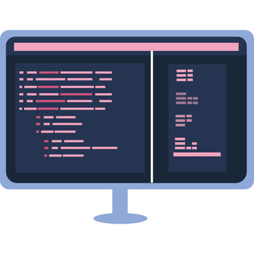 Program code on computer screen vector icon