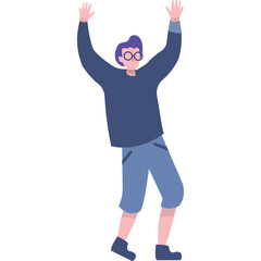 Man with hands up vector business victory icon