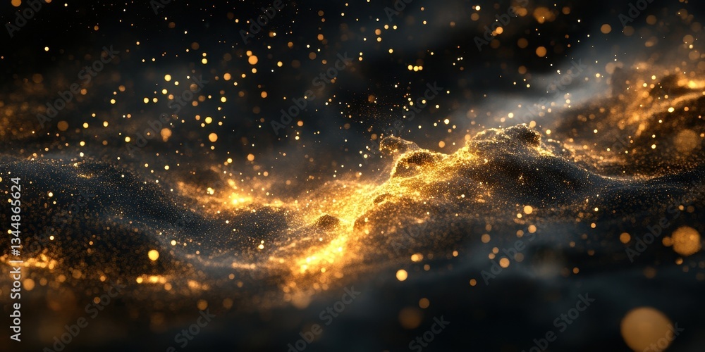 Canvas Prints golden particles illuminate dark swirling matter in a cosmic display