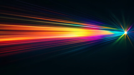 Vintage-inspired blurred rainbow light leaks on a black background, with analog photo filter effects and glowing prism colors. Black Prism. Illustration