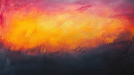 Fototapeta premium Vibrant Abstract Sunset with Warm Hues and Soft Brush Strokes in Artistic Composition