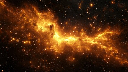Fototapeta premium A fiery glowing nebula of stars against a dark backdrop