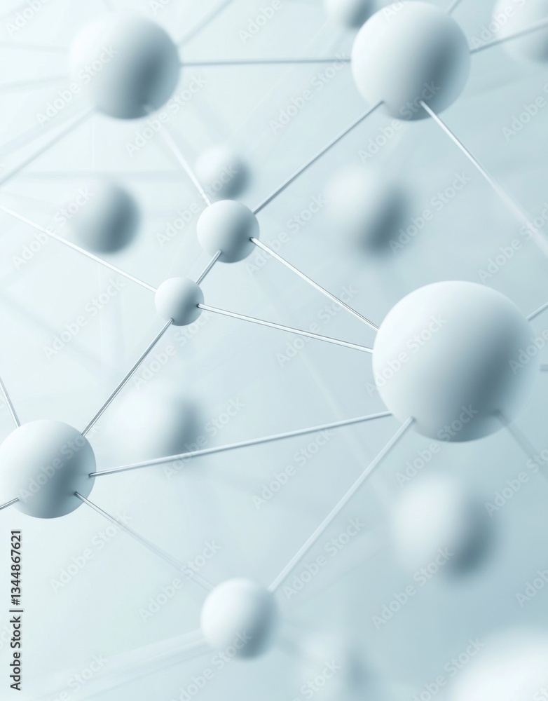 Poster a network of interconnected nodes and lines representing digital connections, with white squares on 