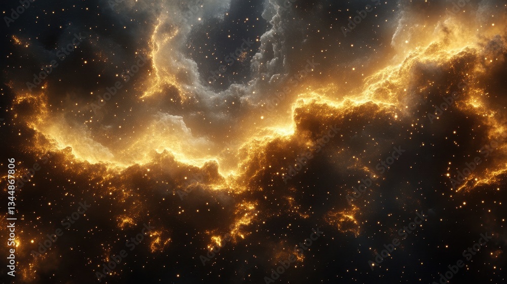Canvas Prints a cosmic view of starry space filled with glowing clouds