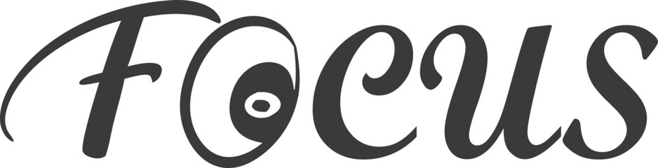 simple and clean design featuring the word 'Focus' in bold, dark text on a white background, symbolizing clarity and the power of concentration to achieve success