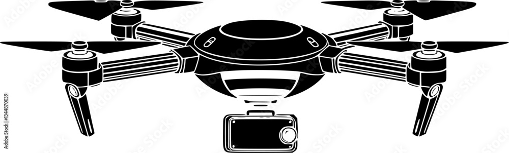 Poster outline of an ai-powered delivery drone minimal futuristic logistics technology vector design.