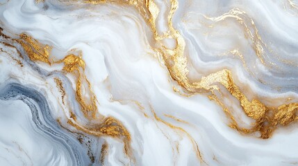 A glossy white and gold marble surface with fluid
