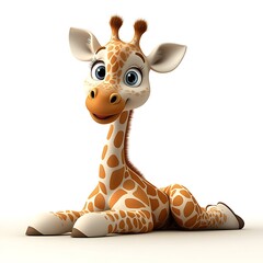 Cute Cartoon Giraffe Lying Down.