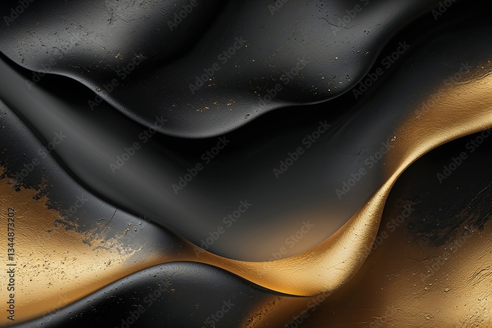 Poster black gold abstract texture with gradient shadows and depth effects